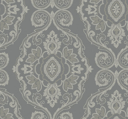Seabrook Designs Beach House Nautical Damask Damask Coastal Grey Matte  - MB30300