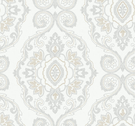 Seabrook Designs Beach House Nautical Damask Damask Coastal Beige Matte Sidewall - MB30305