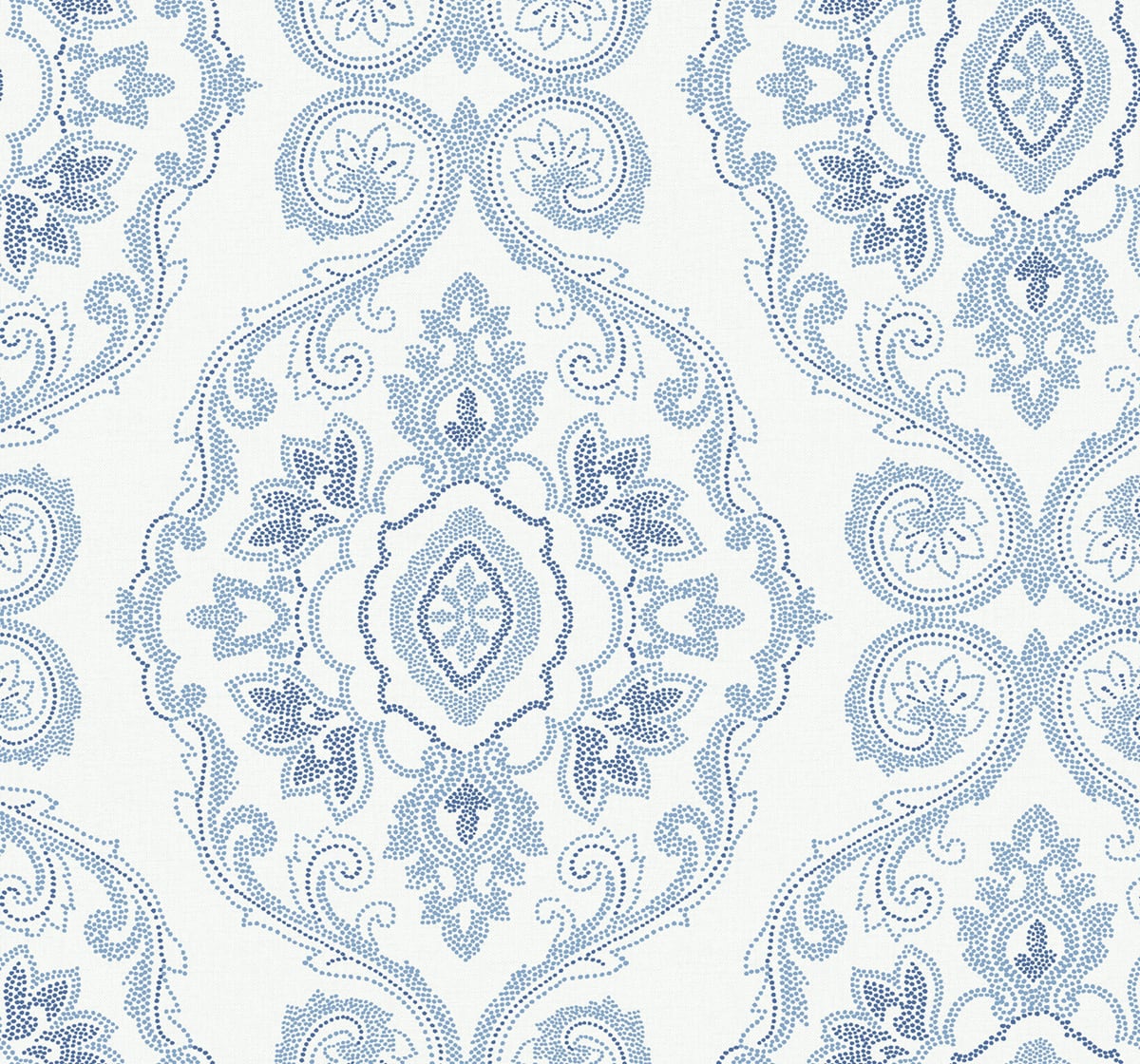 Seabrook Designs Beach House Nautical Damask Damask Coastal Blue Matte Sidewall - MB30312