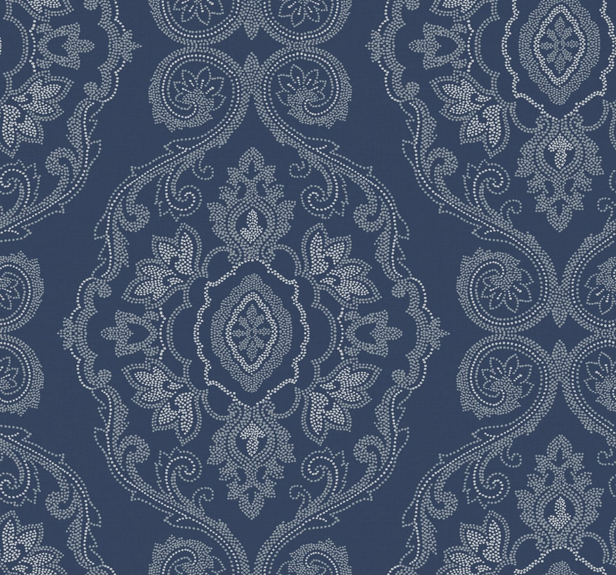 Seabrook Designs Beach House Nautical Damask Damask Coastal Blue Matte Sidewall - MB30322