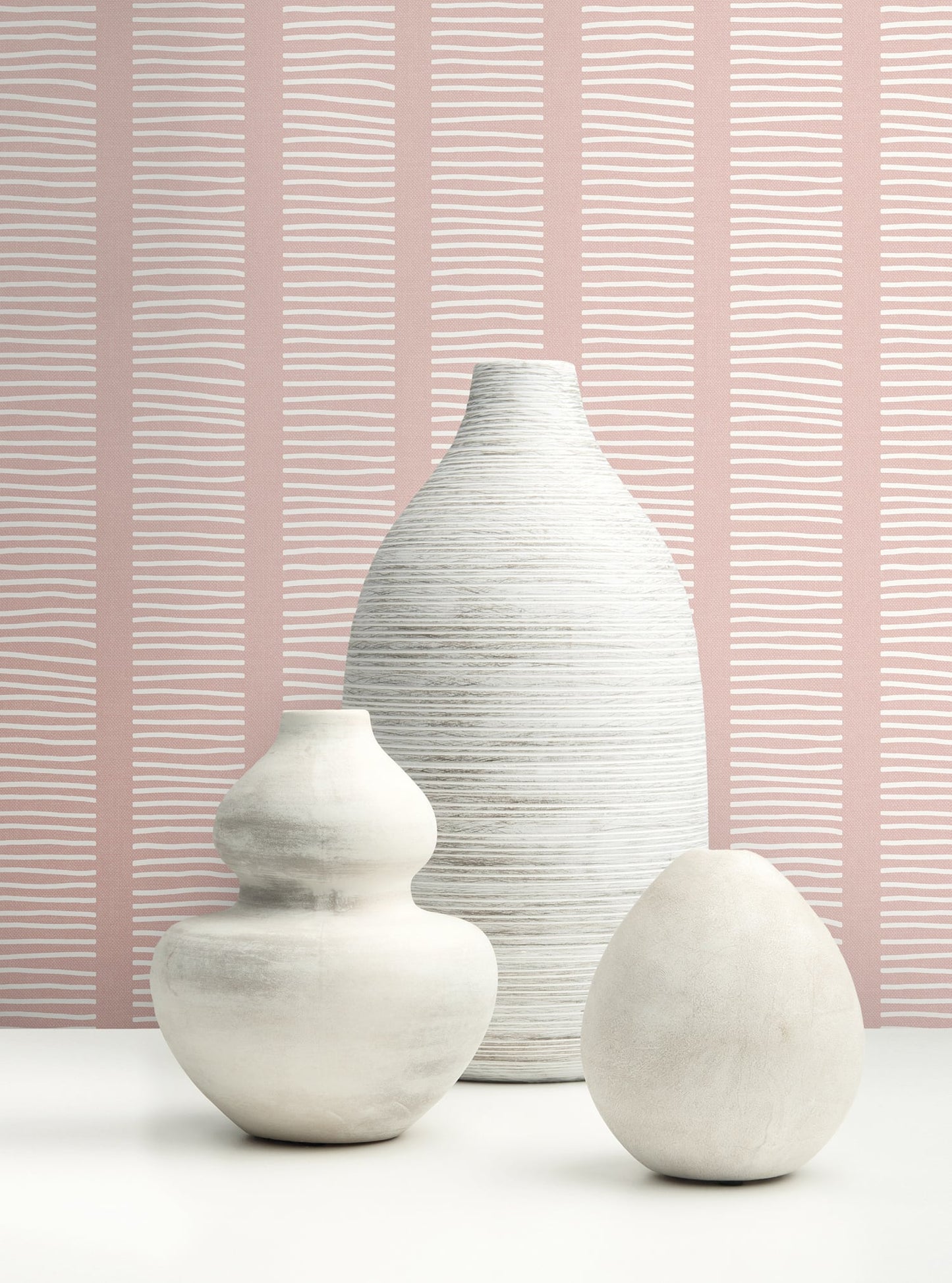 Seabrook Designs Beach House Coastline Striped Coastal Pink Matte  - MB30411