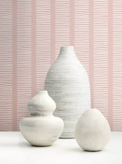 Seabrook Designs Beach House Coastline Striped Coastal Pink Matte  - MB30411
