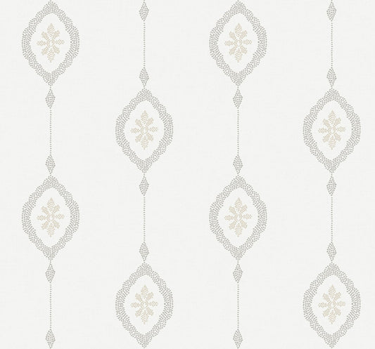 Seabrook Designs Beach House Sand Dollar Stripe Geometric Coastal Grey Matte Sidewall - MB30500