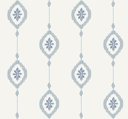 Seabrook Designs Beach House Sand Dollar Stripe Geometric Coastal Blue Matte  - MB30512