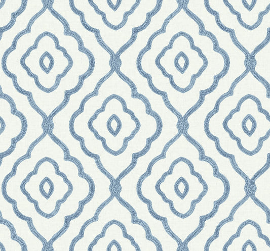 Seabrook Designs Beach House Seaside Ogee Ogee Coastal Blue Matte Sidewall - MB30902