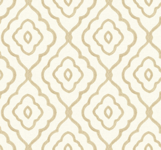 Seabrook Designs Beach House Seaside Ogee Ogee Coastal Beige Matte Sidewall - MB30903