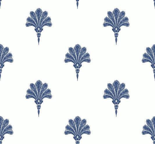 Seabrook Designs Beach House Summer Fan Fleur De Lis Coastal Blue Matte Sidewall - MB31602