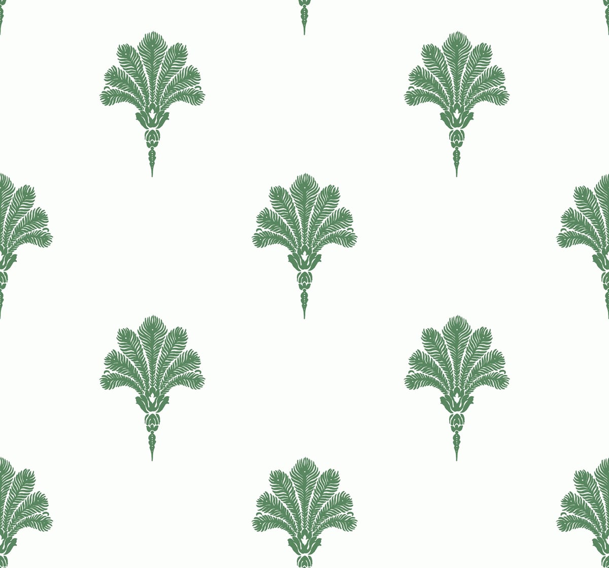 Seabrook Designs Beach House Summer Fan Fleur De Lis Coastal Green Matte Sidewall - MB31604