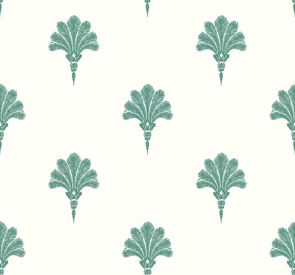 Seabrook Designs Beach House Summer Fan Fleur De Lis Coastal Teal Matte Sidewall - MB31606