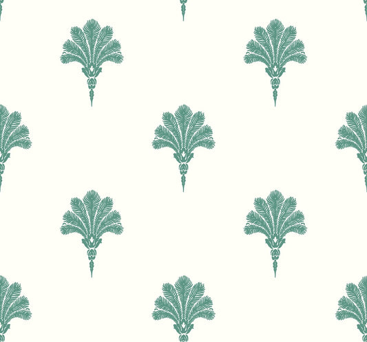 Seabrook Designs Beach House Summer Fan Fleur De Lis Coastal Teal Matte Sidewall - MB31606