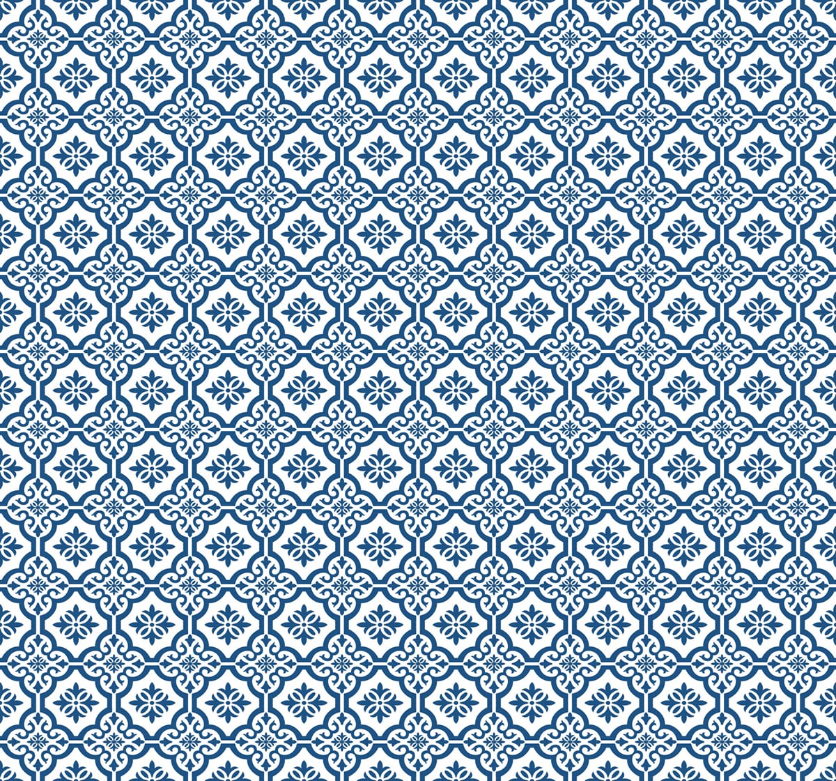 Seabrook Designs Beach House Coastal Tile Geometric Coastal Blue Matte Sidewall - MB31702