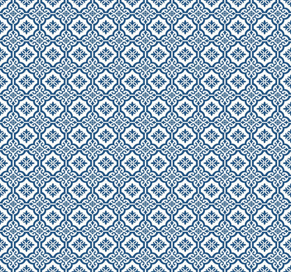 Seabrook Designs Beach House Coastal Tile Geometric Coastal Blue Matte  - MB31702
