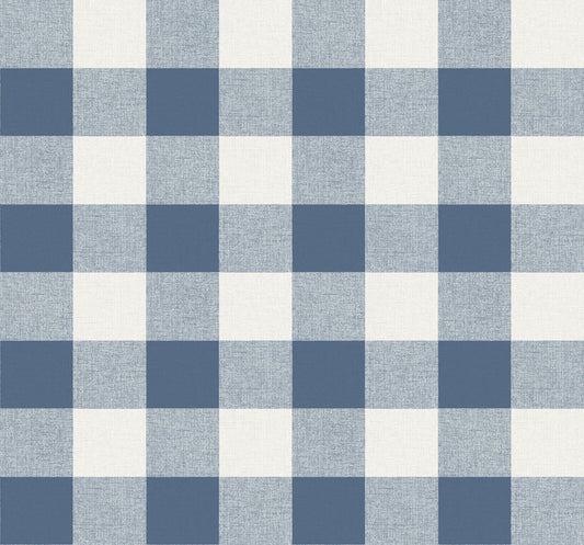 Seabrook Designs Beach House Picnic Plaid Plaid Coastal Blue Matte Sidewall - MB31902