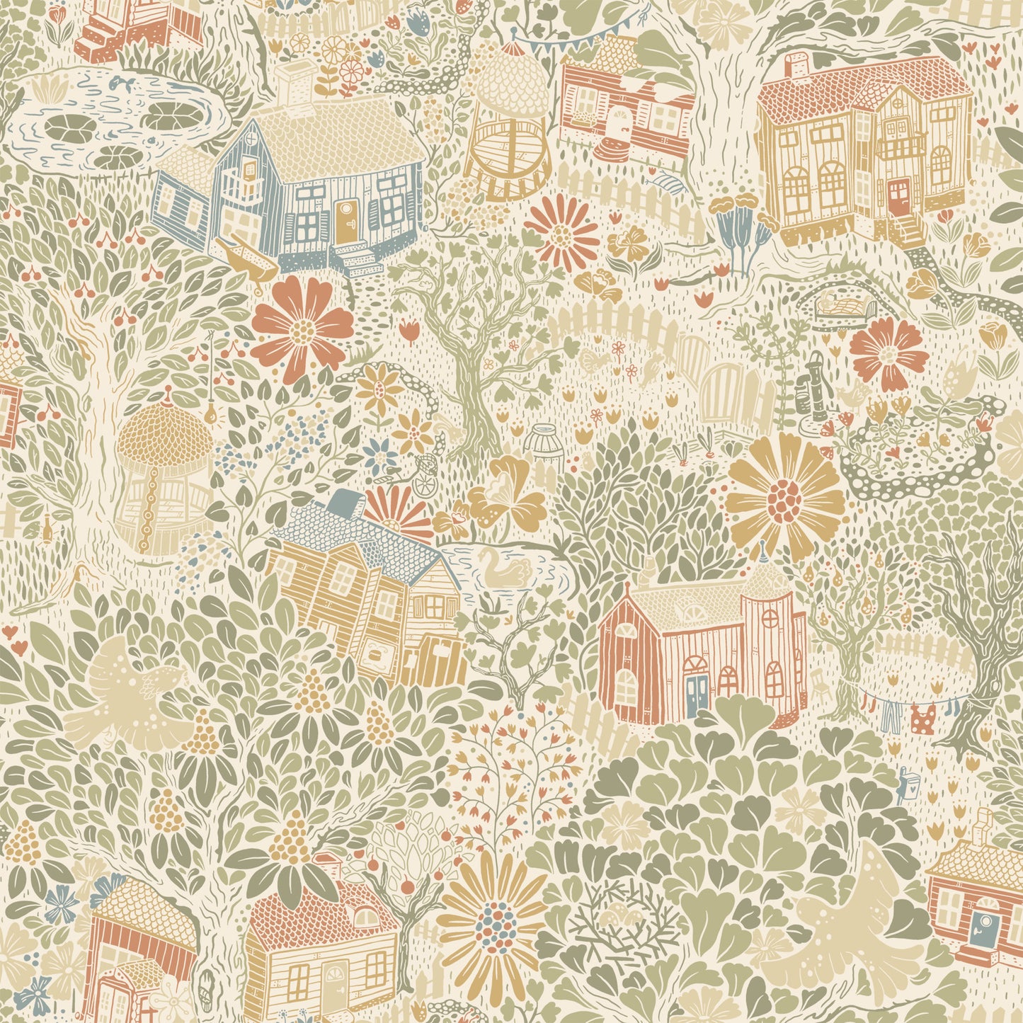 York Wallcoverings Mural Resource Library Bygga Bo Neutral Wallpaper Whimsical Novelty Beiges   - MB63001