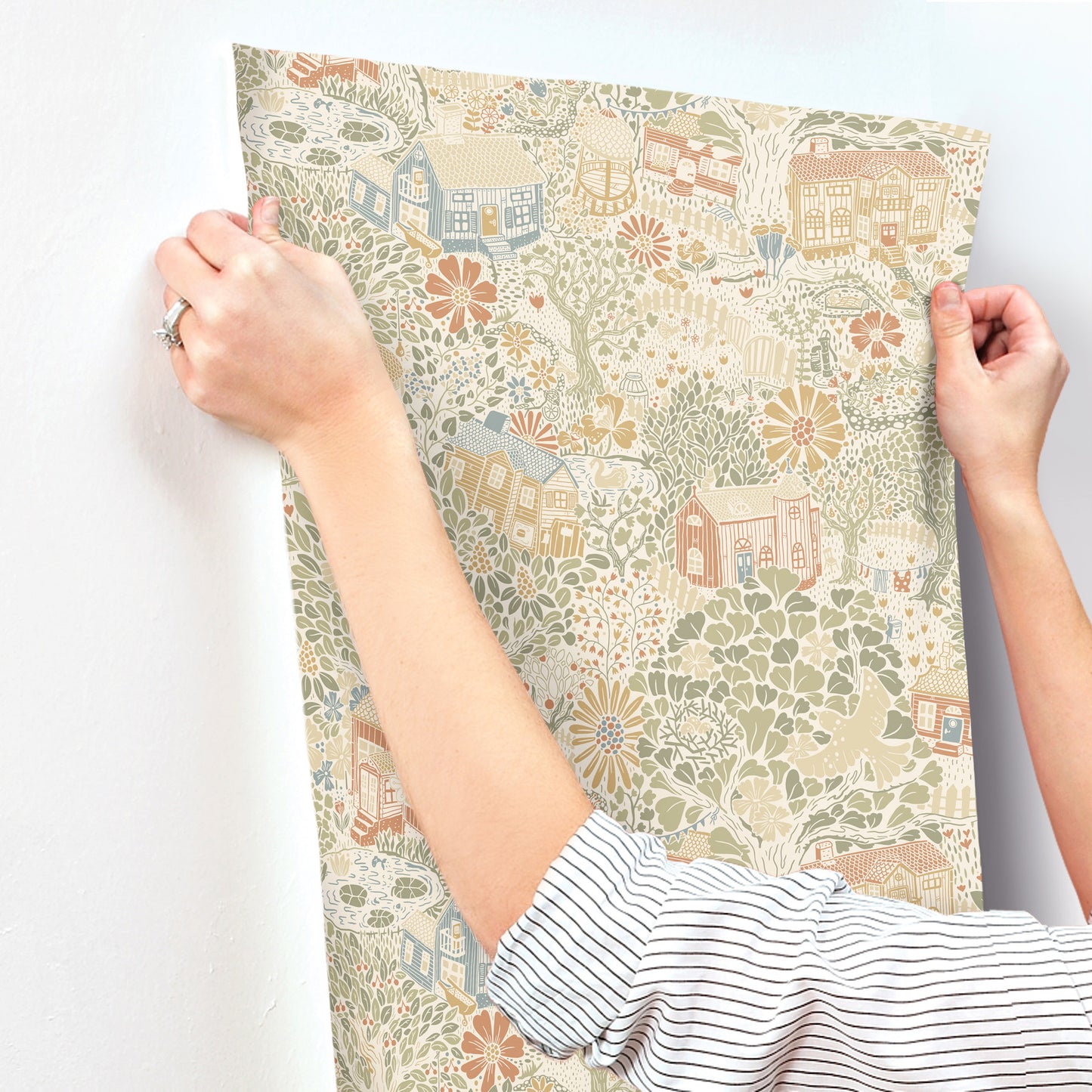 York Wallcoverings Mural Resource Library Bygga Bo Neutral Wallpaper Whimsical Novelty Beiges   - MB63001