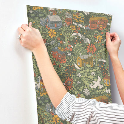 York Wallcoverings Antonina Vella Modern Metals Second Edition Bygga Bo Dark Green Wallpaper Whimsical Novelty Greens   - MB63003