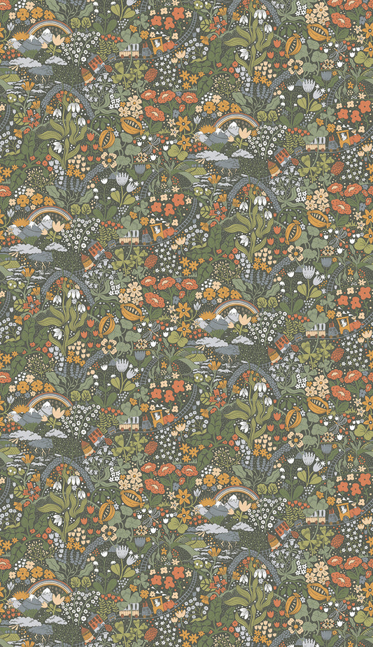 York Wallcoverings Missoni Home 5 Taget Dark Green Wall Mural Whimsical Botanical Blacks  Wallpaper - MBRD29037