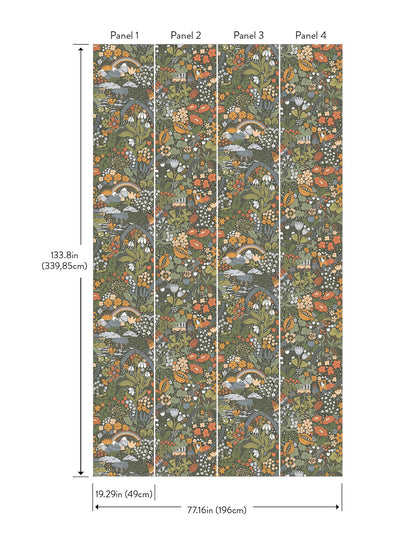 York Wallcoverings Missoni Home 5 Taget Dark Green Wall Mural Whimsical Botanical Blacks  Wallpaper - MBRD29037