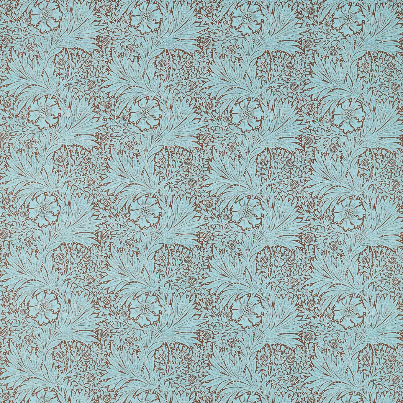 MORRIS & CO Marigold Fabric Contemporary, Floral Sky,Chocolate   - MCOP226980