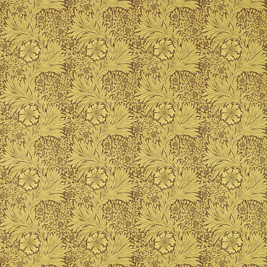 MORRIS & CO Marigold Fabric Contemporary, Floral Summer Yellow,Chocolate   - MCOP226983