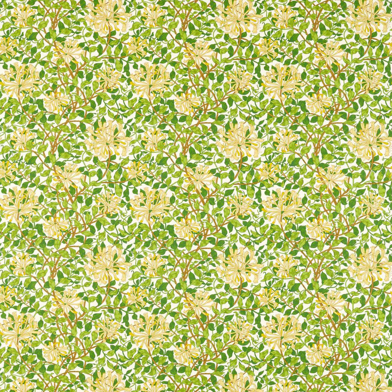 MORRIS & CO Honeysuckle Fabric Classic Floral Cream,Chocolate   - MCOP226984