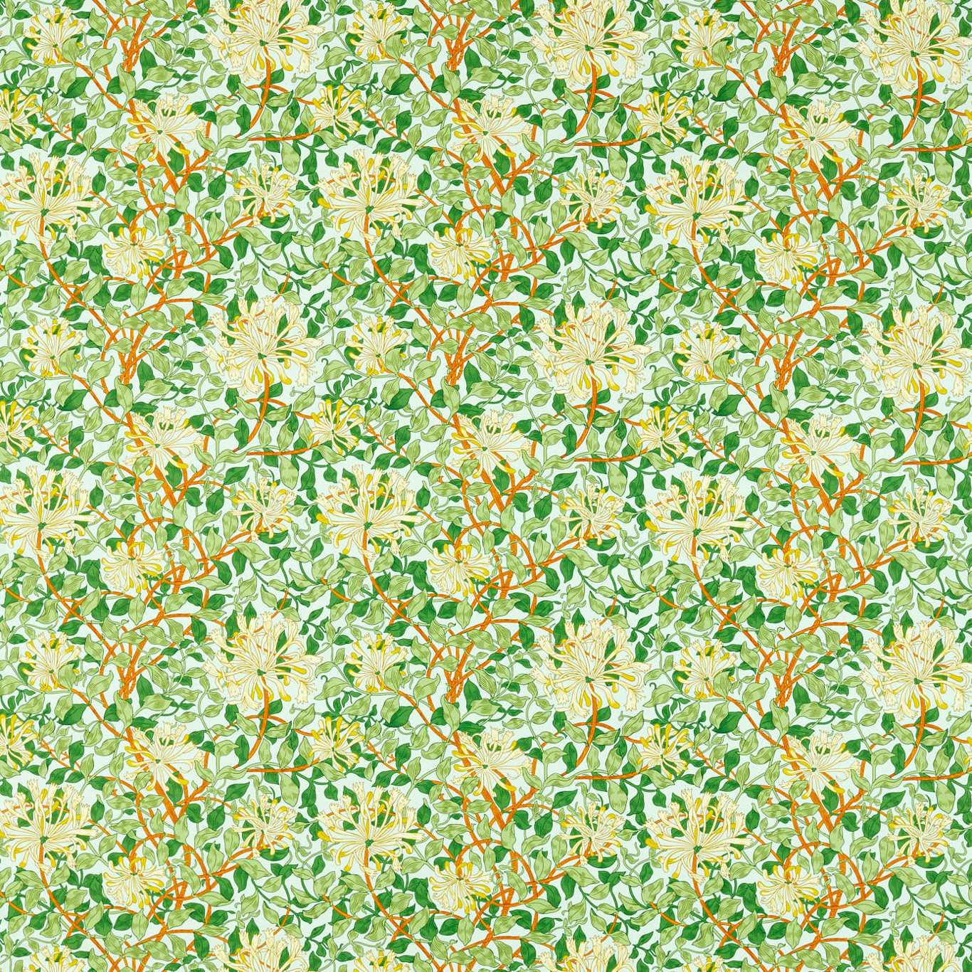 MORRIS & CO Honeysuckle Fabric Classic Floral Sky,Burnt Orange   - MCOP226985
