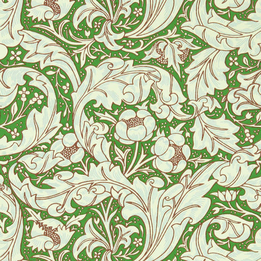 MORRIS & CO Bachelors Button Wallpaper Contemporary, Floral Leaf Green,Sky  Surflex-Printed Wallpaper - MCOW217096