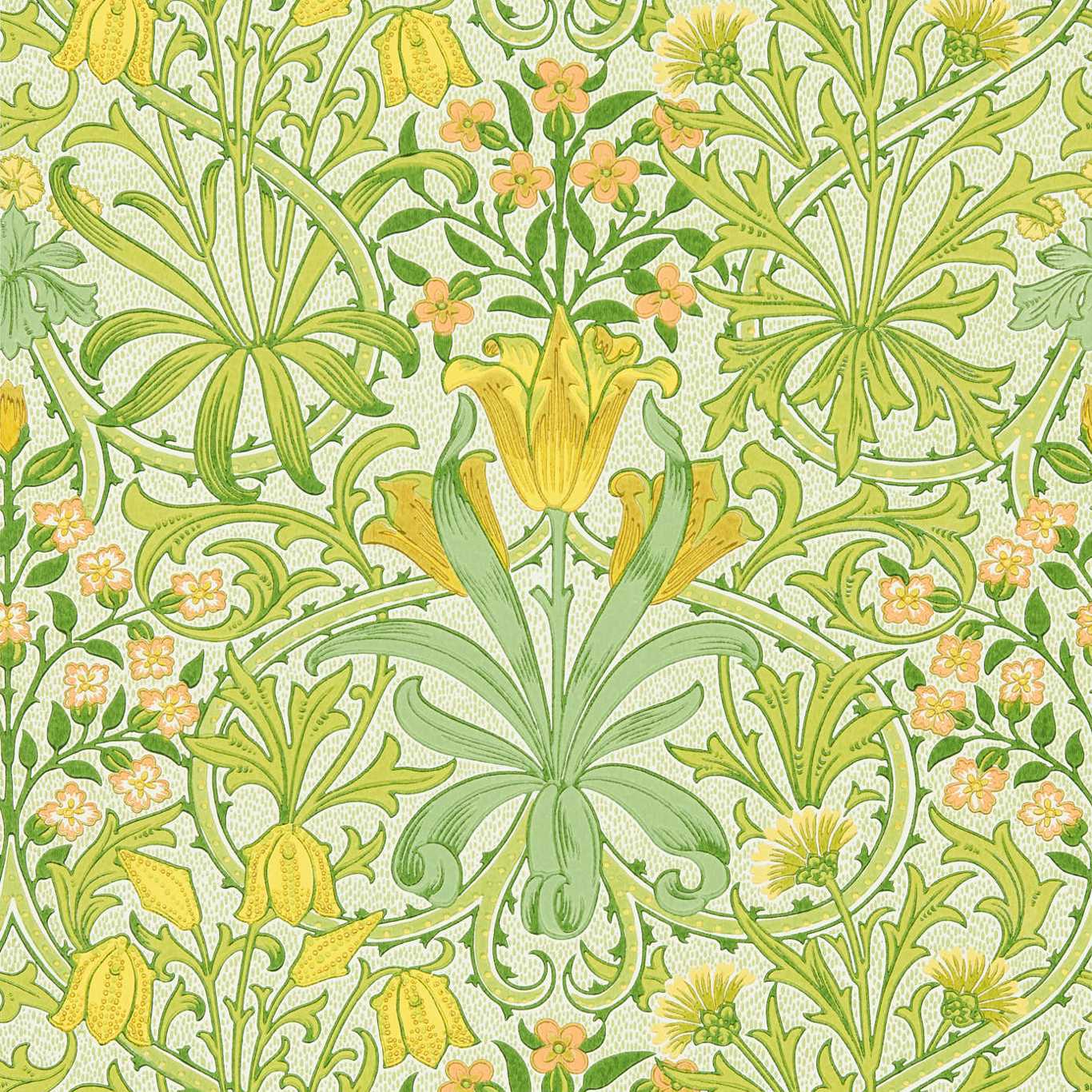 MORRIS & CO Woodland Weeds Wallpaper Classic Floral Sap Green  Surface- Printed Wallpaper - MCOW217100