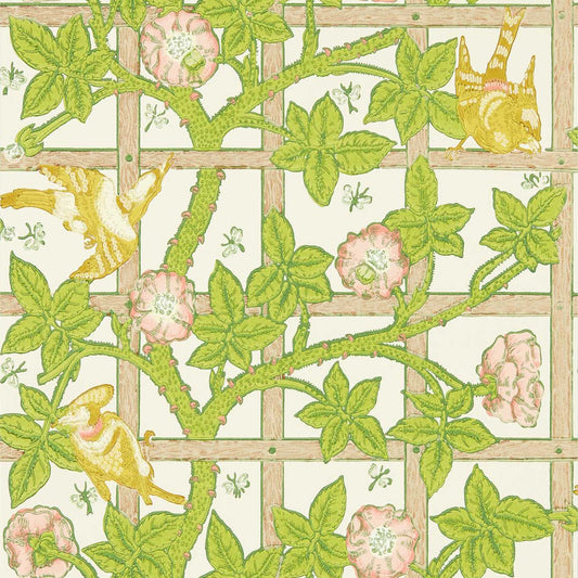 MORRIS & CO Trellis Wallpaper Leaves , Trees Summer Yellow  Surface- Printed Wallpaper - MCOW217104