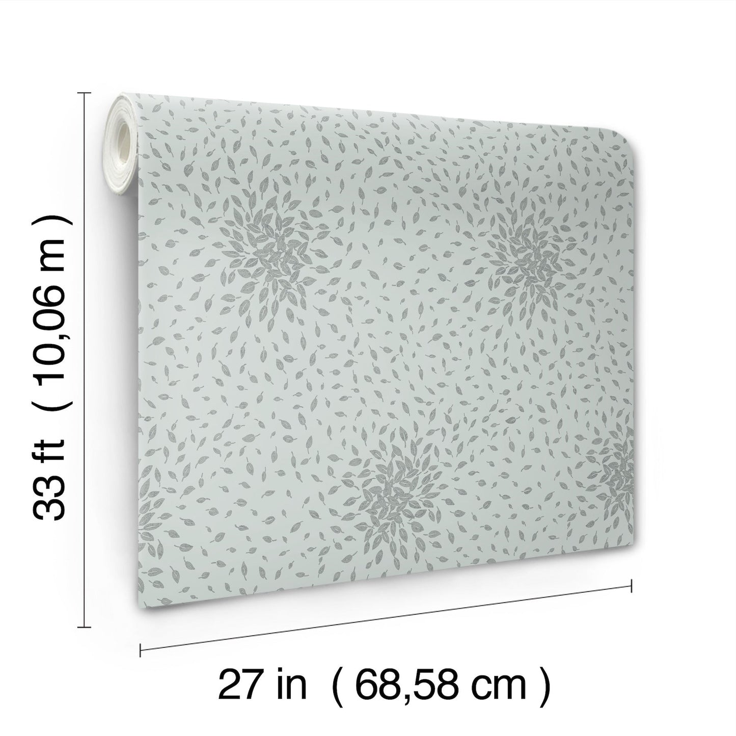 York Wallcoverings Antonina Vella Petite Leaves Spa and Silver Wallpaper  Botanical Blues   - MD7101