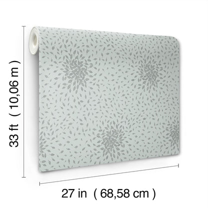 York Wallcoverings Antonina Vella Petite Leaves Spa and Silver Wallpaper  Botanical Blues   - MD7101