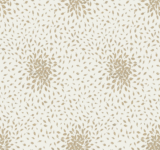 York Wallcoverings Antonina Vella Petite Leaves Cream and Gold Wallpaper  Botanical Whites and Off-Whites   - MD7103