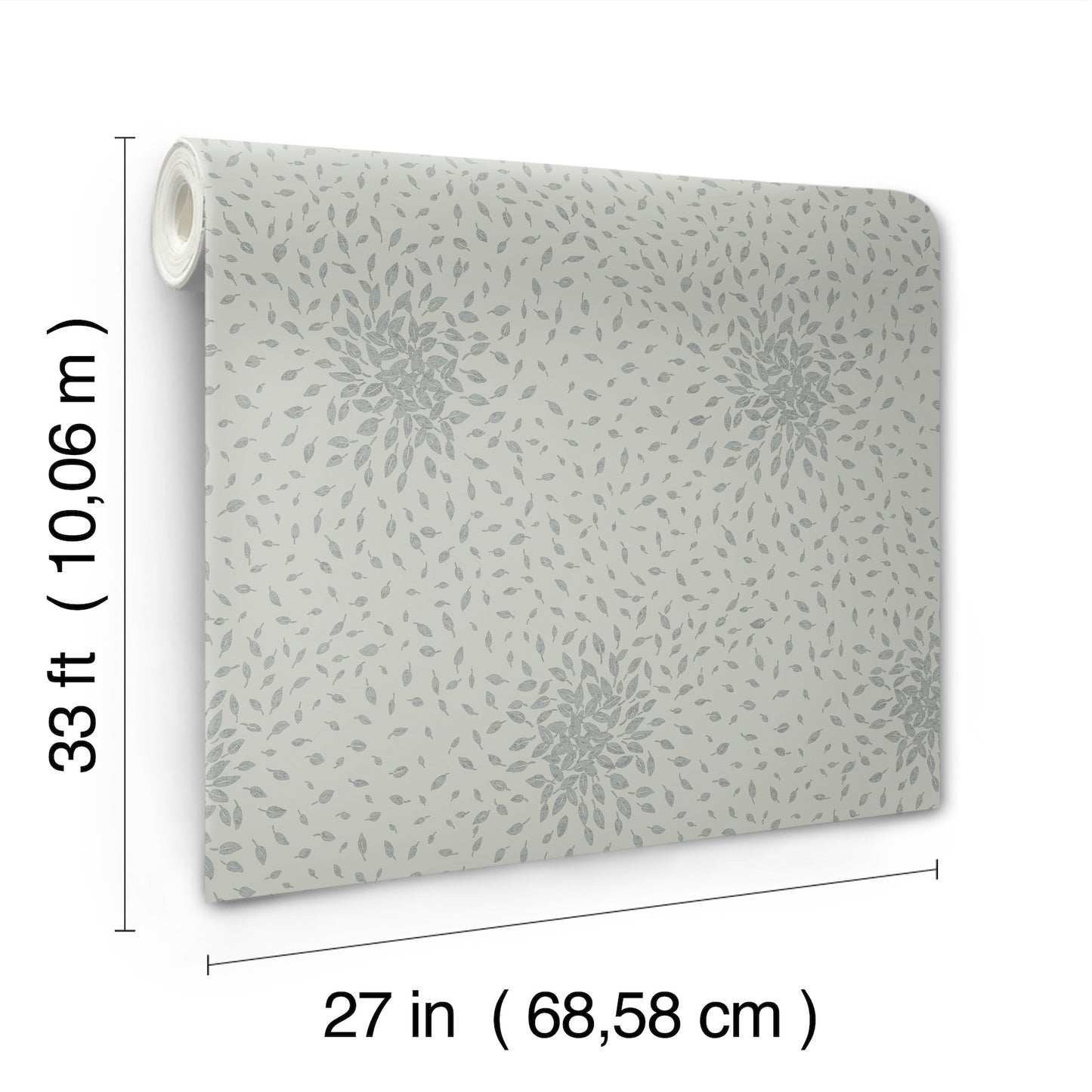 York Wallcoverings Antonina Vella Modern Metals Second Edition Petite Leaves Eucalyptus and Silver Wallpaper  Botanical Greens   - MD7104