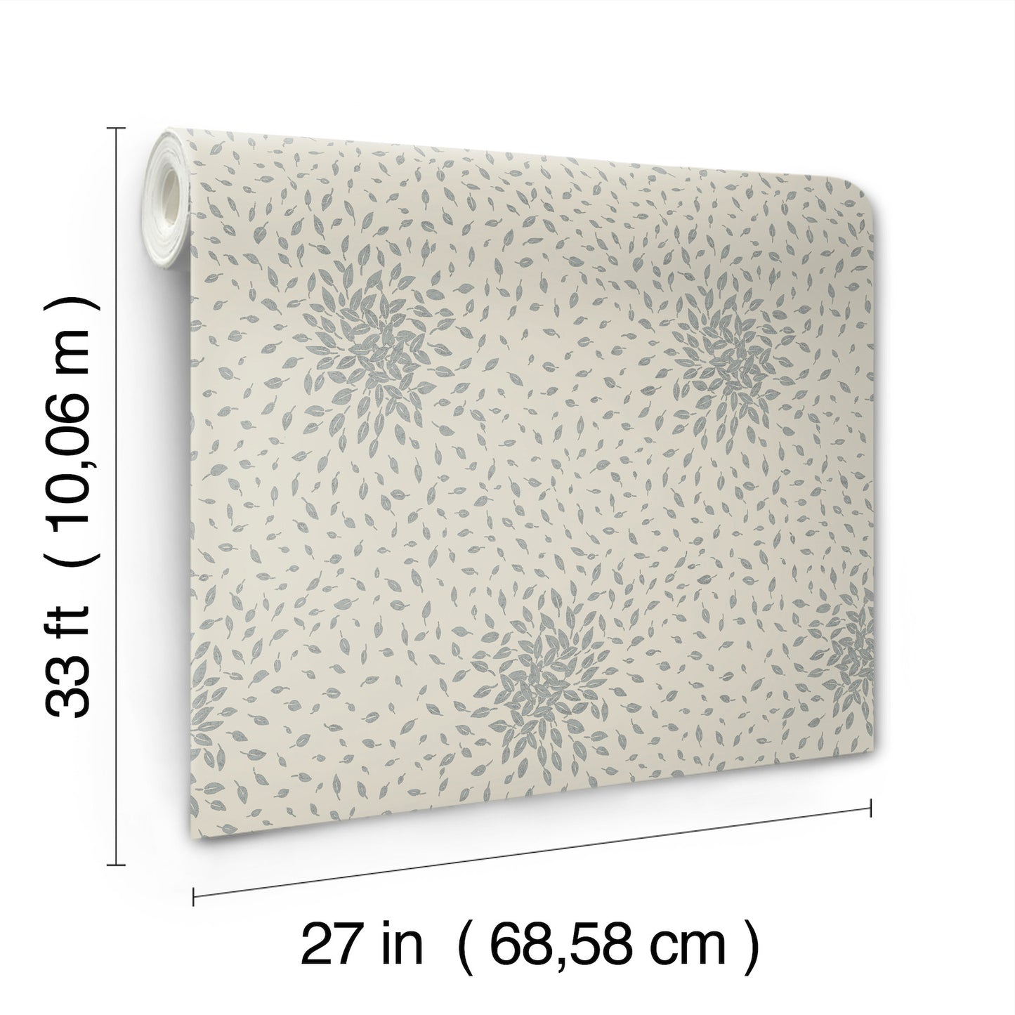 York Wallcoverings Antonina Vella Modern Metals Second Edition Petite Leaves Beige and Silver Wallpaper  Botanical Beiges   - MD7105