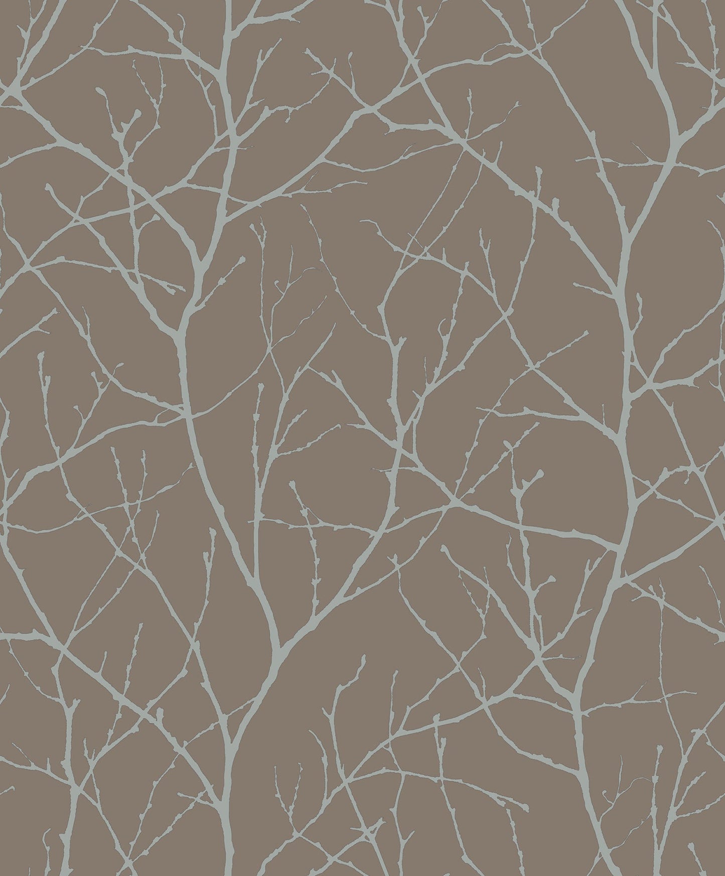 York Wallcoverings Antonina Vella Trees Silhouette Mocha and Silver Wallpaper  Botanical Browns   - MD7121