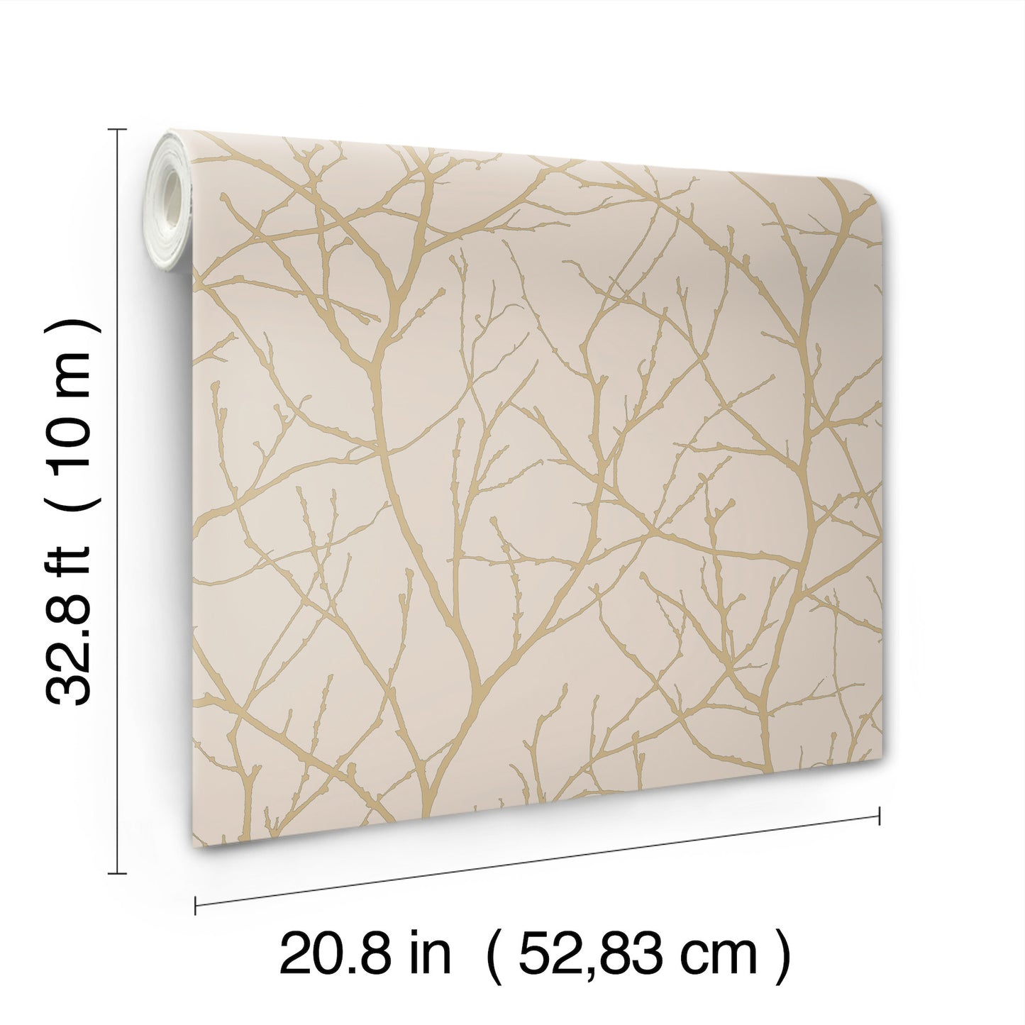 York Wallcoverings Antonina Vella Modern Metals Second Edition Trees Silhouette Beige and Gold Wallpaper  Botanical Beiges   - MD7122
