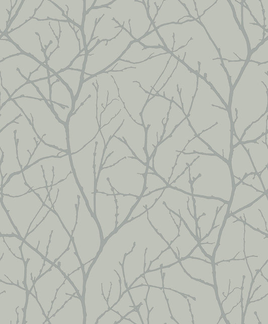 York Wallcoverings Antonina Vella Trees Silhouette Eucalyptus and Silver Wallpaper  Botanical Greens   - MD7124