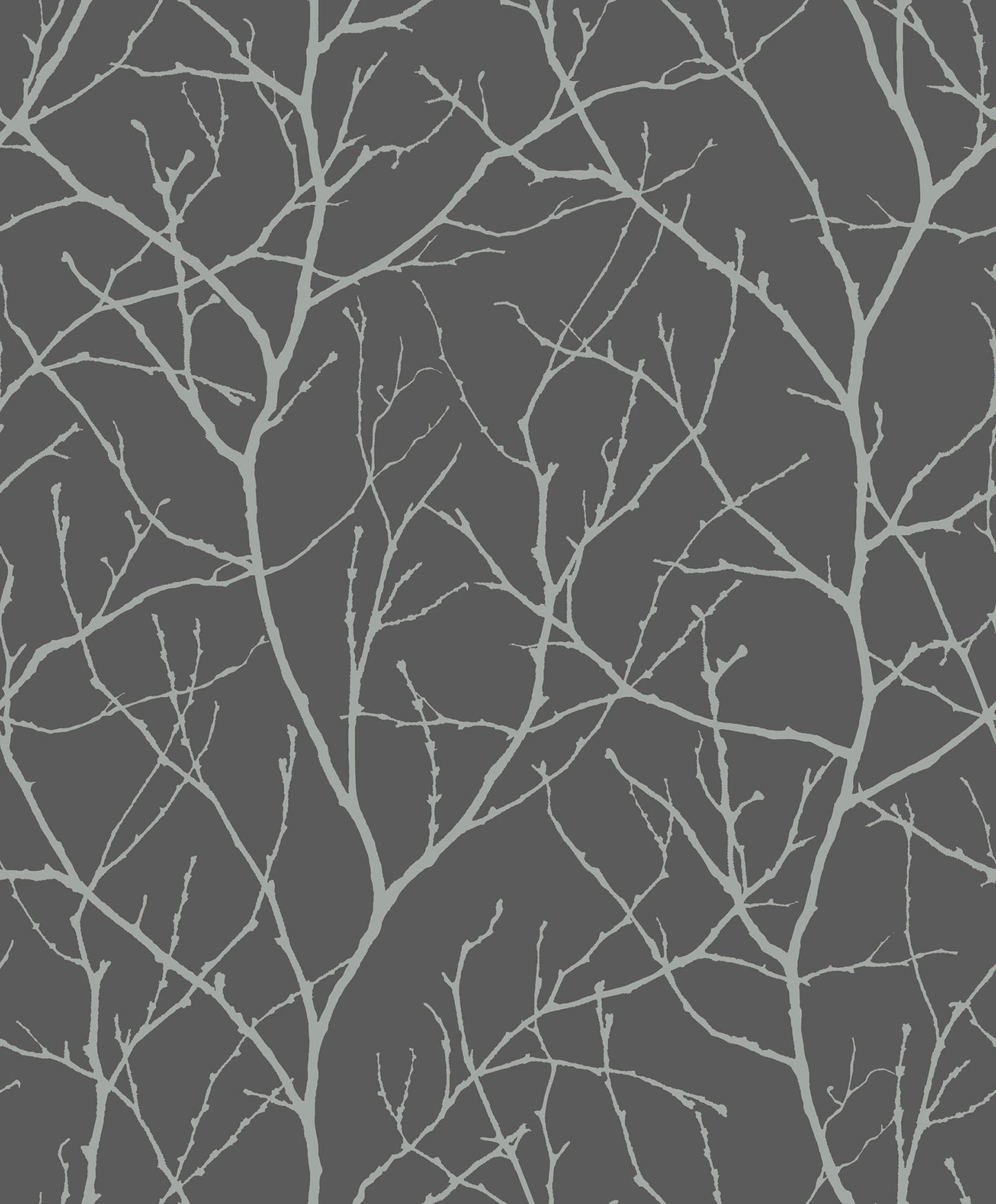 York Wallcoverings Antonina Vella Modern Metals Second Edition Trees Silhouette Charcoal and Silver Wallpaper  Botanical Greys   - MD7125