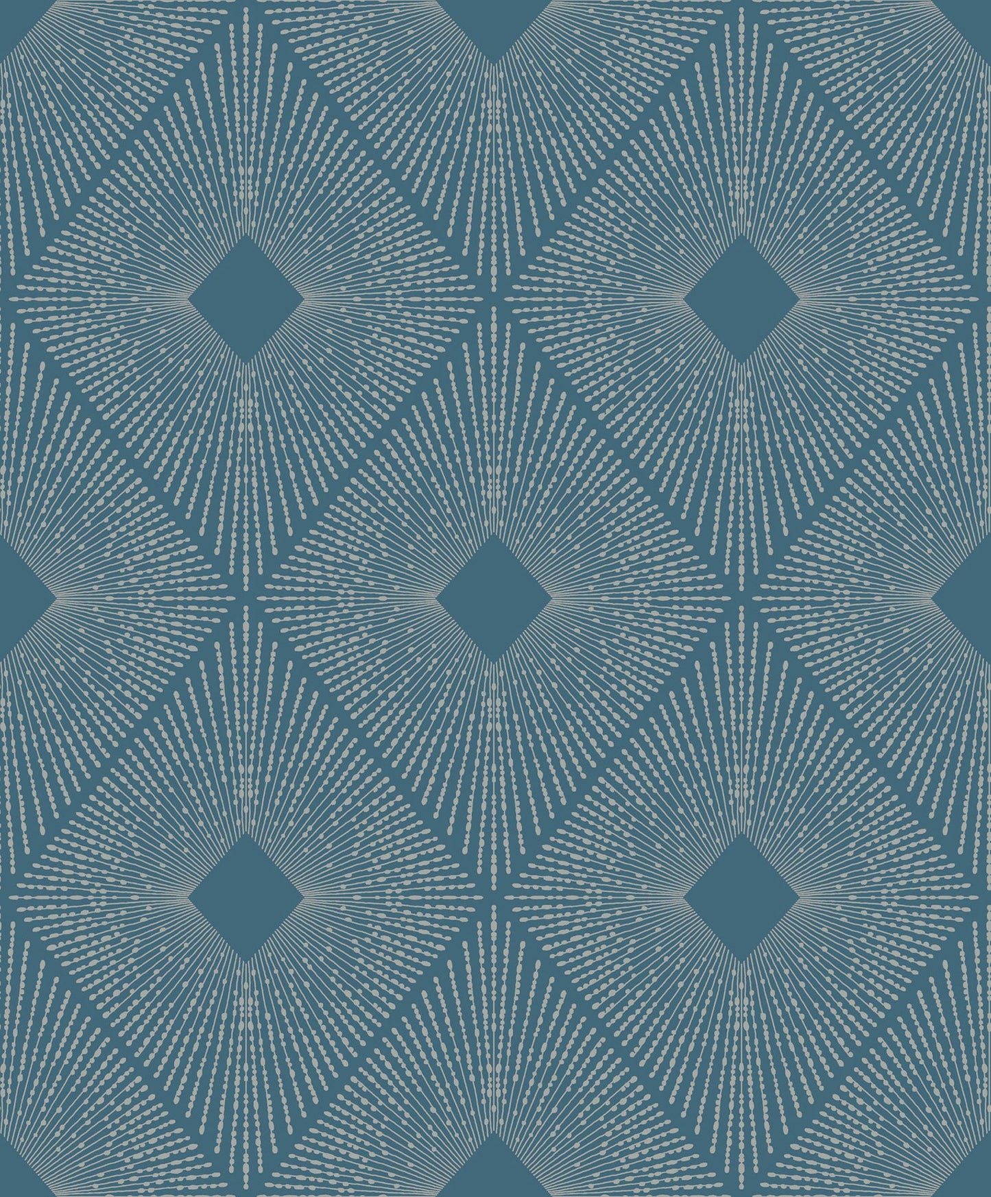 York Wallcoverings Antonina Vella Harlowe Blue and Silver Wallpaper  Geometrics Blues   - MD7131