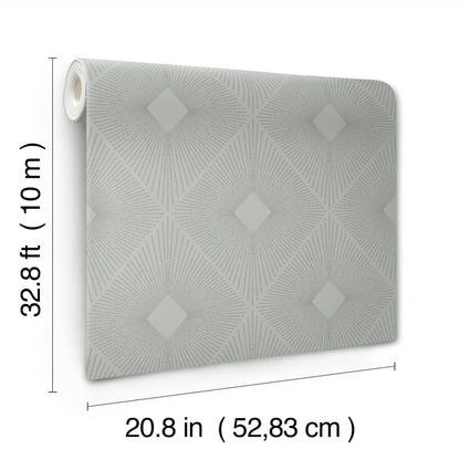York Wallcoverings Antonina Vella Harlowe Light Grey and Silver Wallpaper  Geometrics Greys   - MD7132