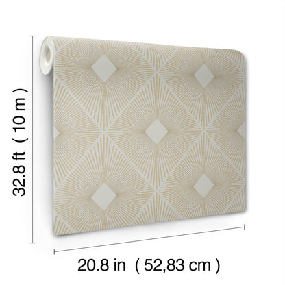 York Wallcoverings Antonina Vella Harlowe Warm Grey and Gold Wallpaper  Geometrics Greys   - MD7133