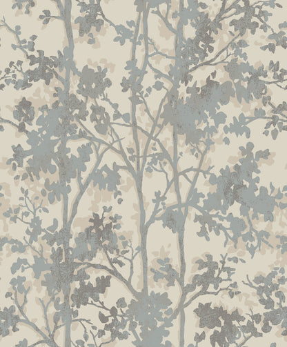 York Wallcoverings Antonina Vella Shimmering Foliage Cream and Silver Wallpaper  Botanical Whites and Off-Whites   - MD7141