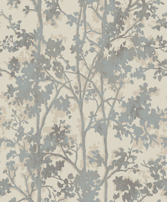 York Wallcoverings Antonina Vella Shimmering Foliage Cream and Silver Wallpaper  Botanical Whites and Off-Whites   - MD7141