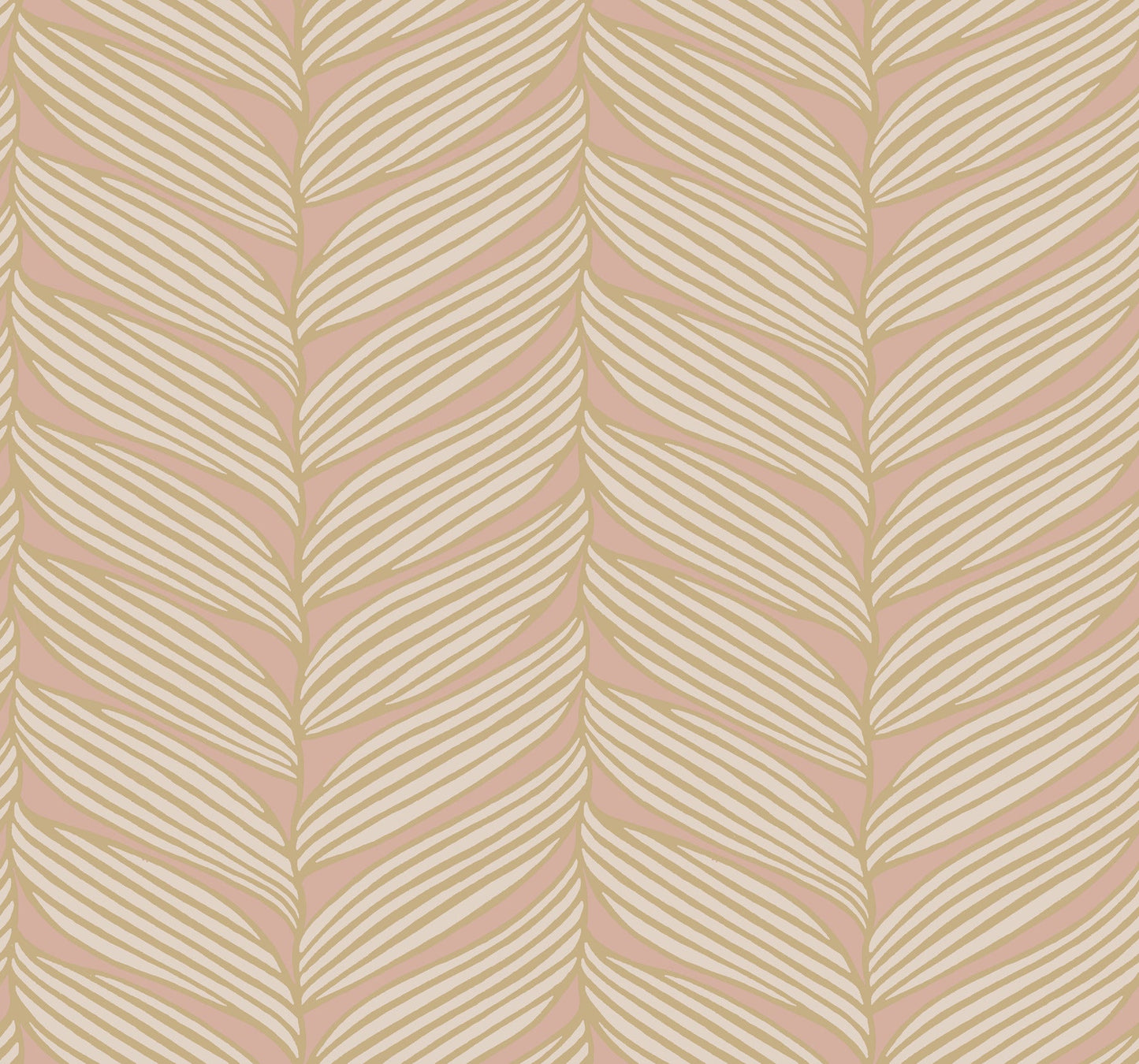 York Wallcoverings Antonina Vella Luminous Leaves Blush and Gold Wallpaper  Tropical Pinks   - MD7161