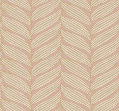 York Wallcoverings Antonina Vella Luminous Leaves Blush and Gold Wallpaper  Tropical Pinks   - MD7161