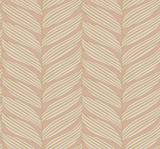 York Wallcoverings Antonina Vella Luminous Leaves Blush and Gold Wallpaper  Tropical Pinks   - MD7161