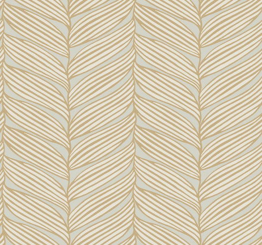 York Wallcoverings Antonina Vella Luminous Leaves Neutral and Gold Wallpaper  Tropical Beiges   - MD7162