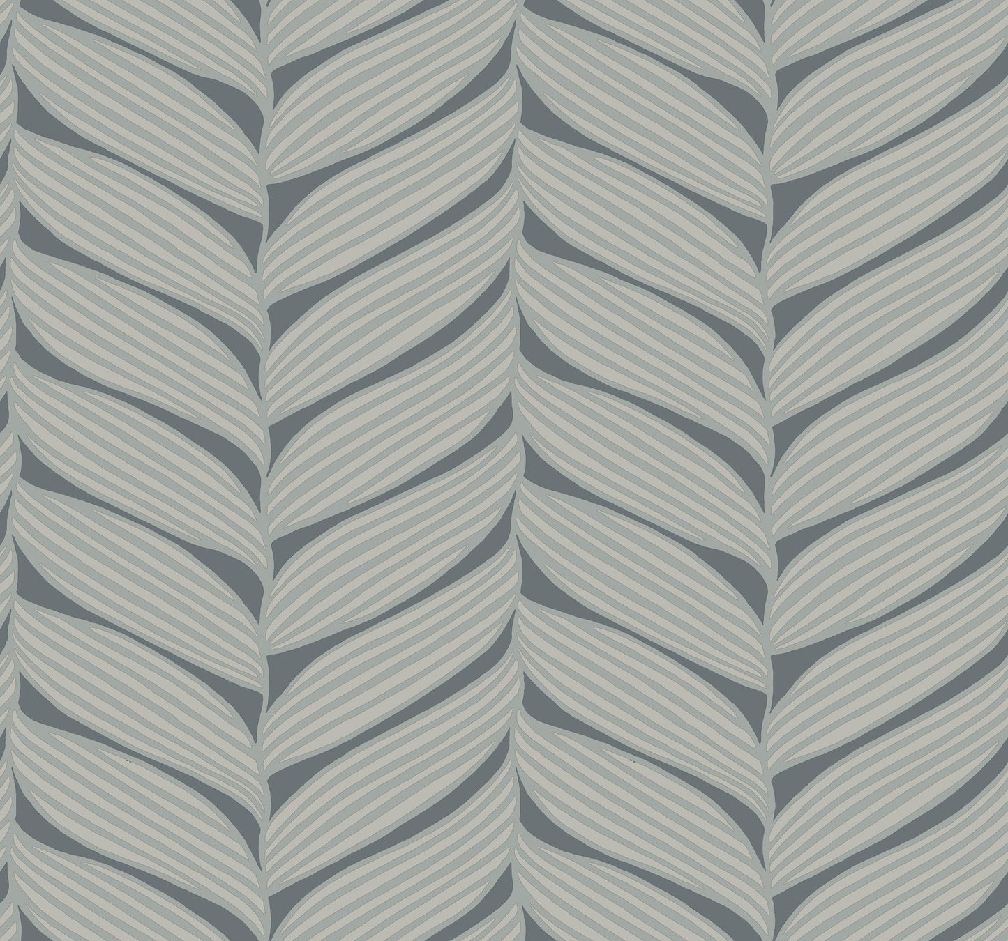 York Wallcoverings Antonina Vella Luminous Leaves Charcoal and Silver Wallpaper  Tropical Greys   - MD7163