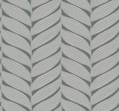 York Wallcoverings Antonina Vella Luminous Leaves Charcoal and Silver Wallpaper  Tropical Greys   - MD7163