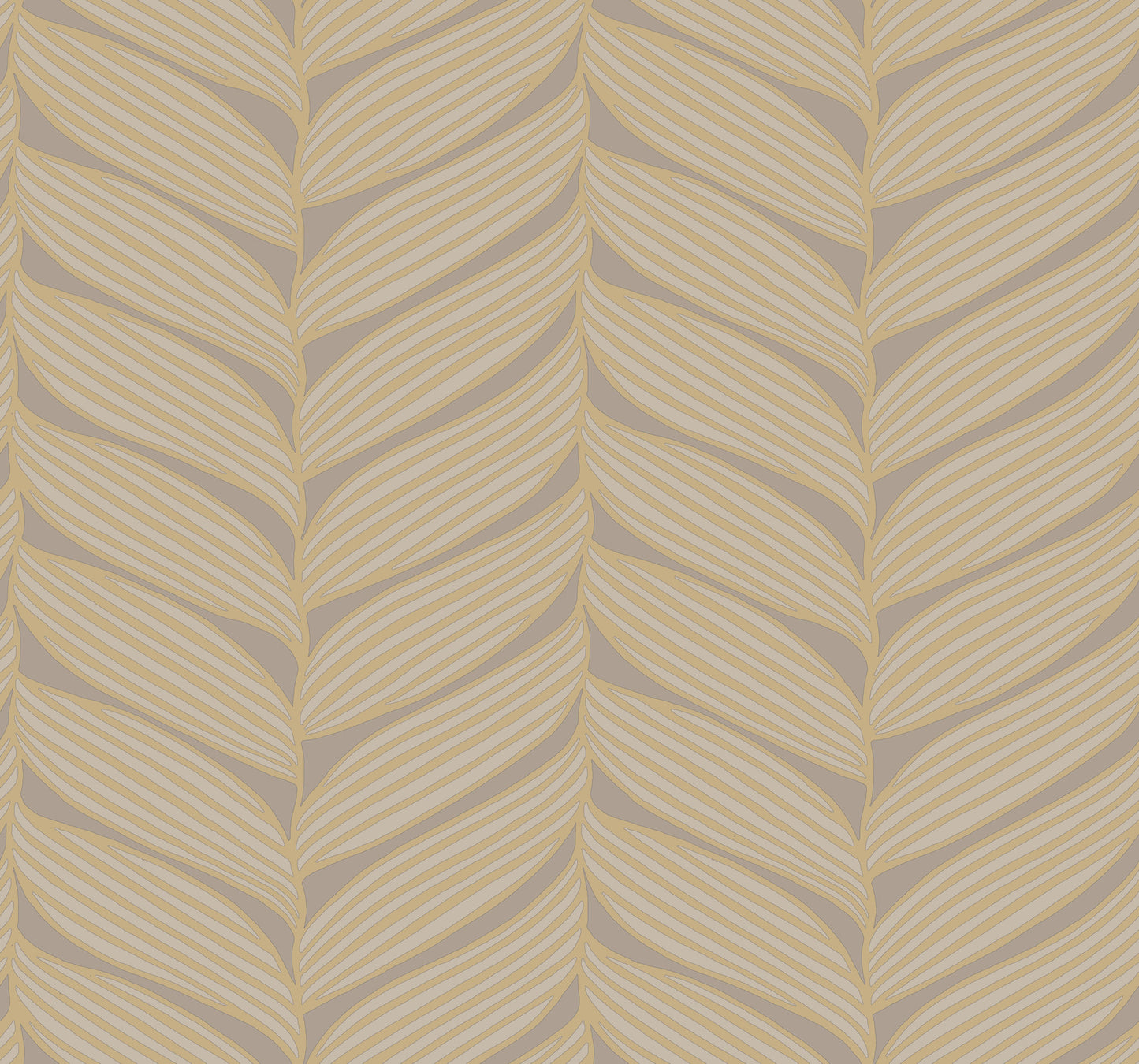 York Wallcoverings Antonina Vella Modern Metals Second Edition Luminous Leaves Grey and Gold Wallpaper  Tropical Browns   - MD7164